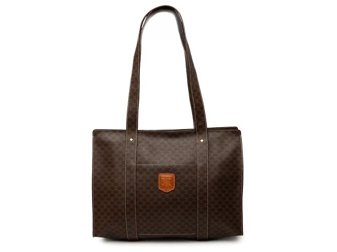 Céline Celine Brown Macadam Coated Canvas Tote Dark brown