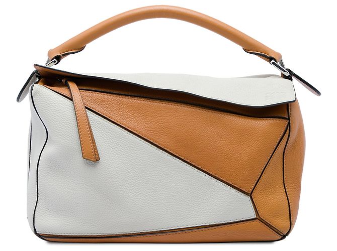 Borsa Puzzle LOEWE Medium Bicolor in pelle di vitello marrone