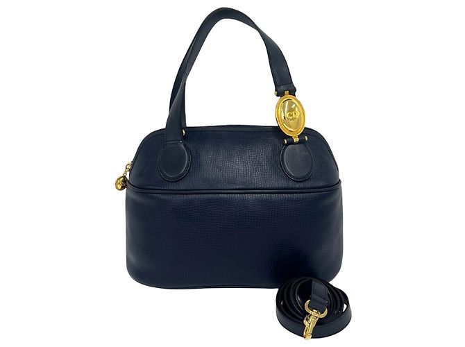 Dior Blue Leather Top Handle Bag Navy blue