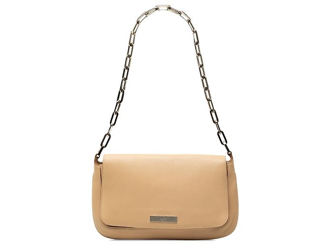 Bolsa de Ombro com Corrente Gucci em Pele de Bezerro Bege