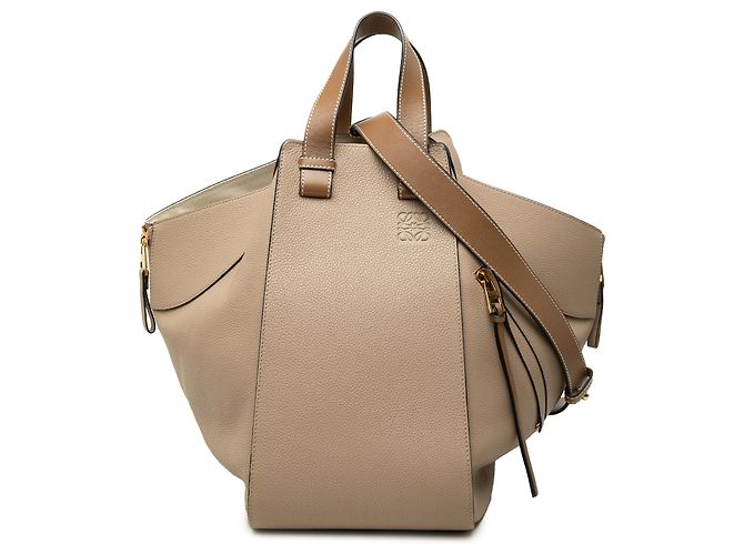 Bolsa Satchel Hammock LOEWE em pele de vitela granulada Beige Medium Bege