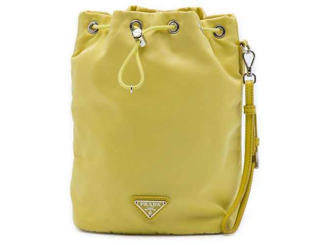Pochette à cordon Prada en Tessuto jaune