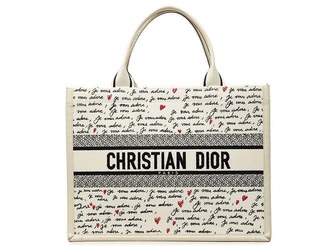 Autre Marque Dior Book Tote Medium Dioramour Je Vous Adore Weiß