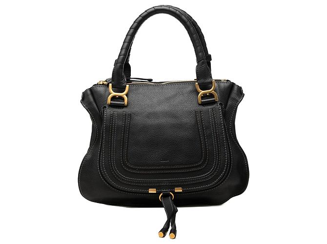 Chloé Black Medium Grained Leather Marcie Satchel