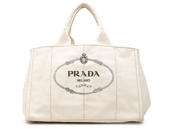 Tote Prada Large Canvas Canapa Logo Branco