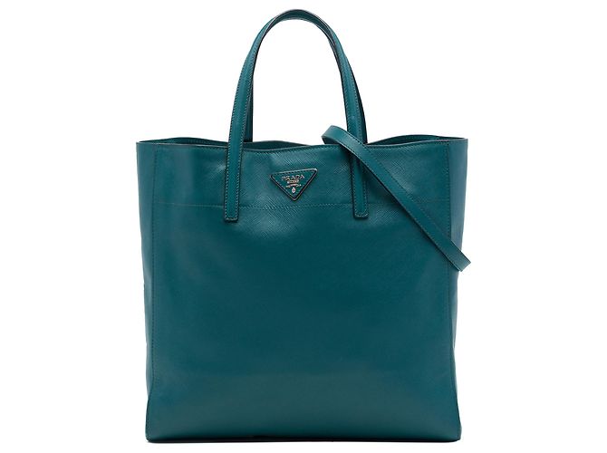 Saco Tote Prada Blue Saffiano Soft Triple Pocket Azul