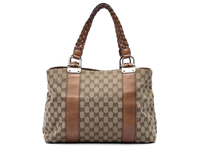 Gucci Beige Medium GG Canvas Bamboo Libeccio Tote