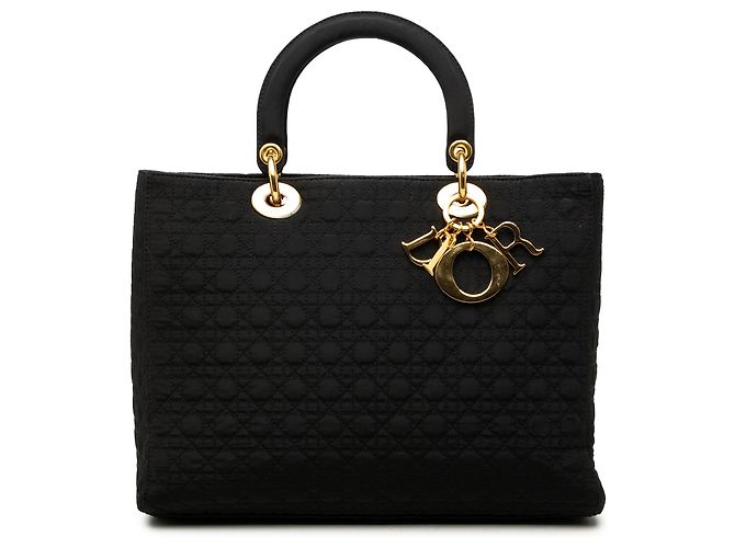 Dior Black Large Nylon Microcannage Lady Dior Nero