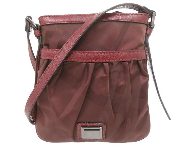 Burberry Bordeaux Check Pattern Shoulder Bag