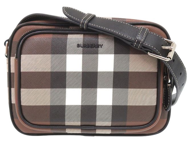 Borsa a tracolla in pelle Burberry Paddy Nova Check Marrone Nero Bianco