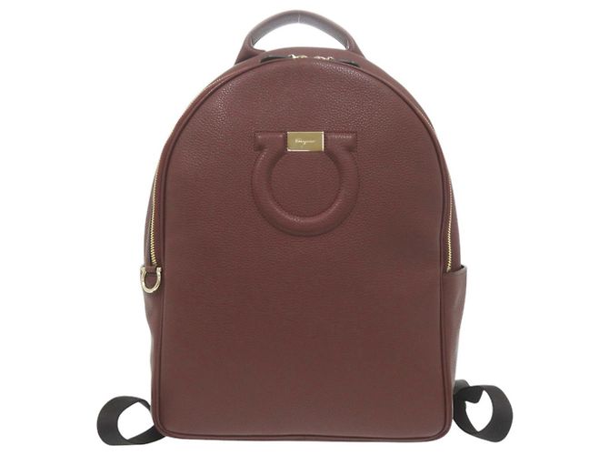 Salvatore Ferragamo Gancini Leather Backpack Dark red
