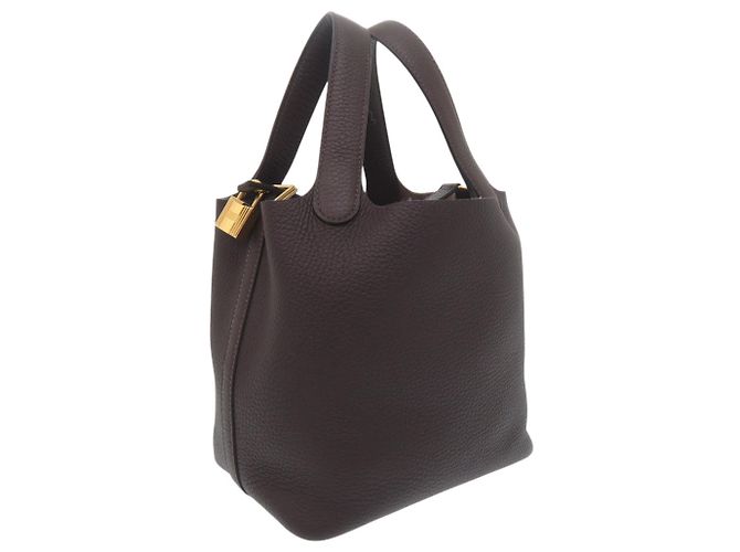 Hermès Hermes Picotin Lock PM 18 Handtasche Braun Damier ebene