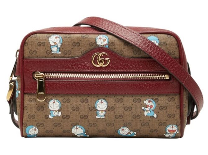 Borsa a tracolla Mini GG Supreme Gucci x Doraemon Marrone Bordò