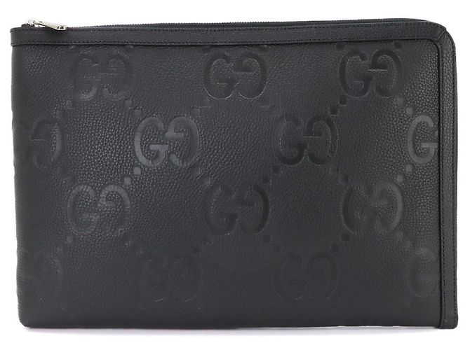 Bolsa de Mão Gucci Jumbo GG Document Case Preto