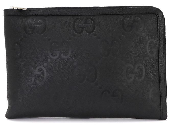 Bolsa de Mão Gucci Jumbo GG Document Case Preto
