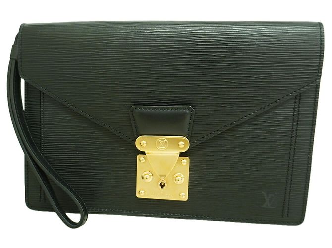 Sac pochette Louis Vuitton en cuir Epi Noir