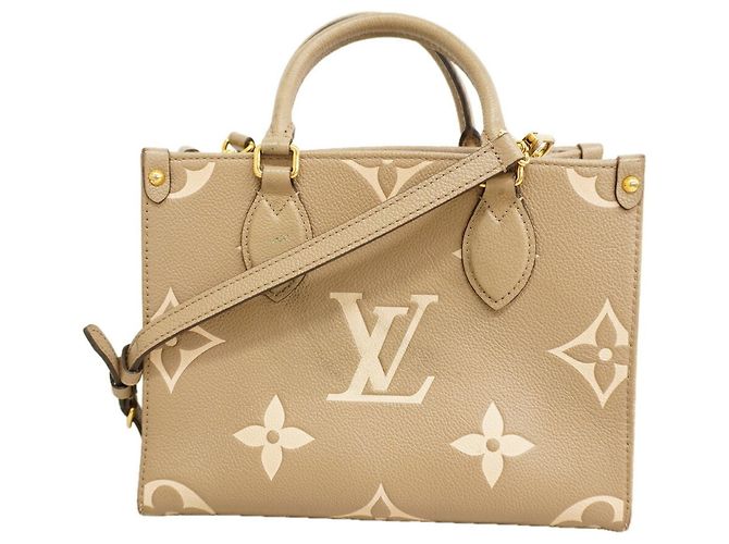 Borsa Louis Vuitton Monogram Empreinte Bicolor OnTheGo PM Grigio Crudo