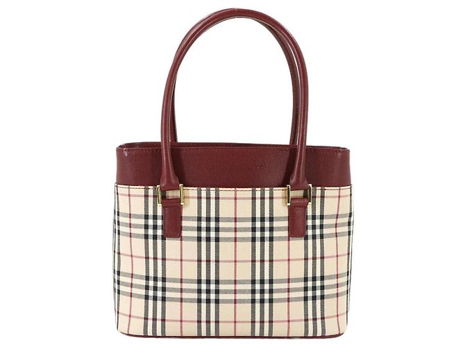 Bolsa Burberry Nova Check Bege Bordeaux