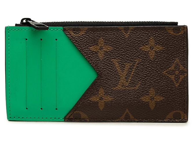 Louis Vuitton Monogram Macassar Business Card Case Brown Green