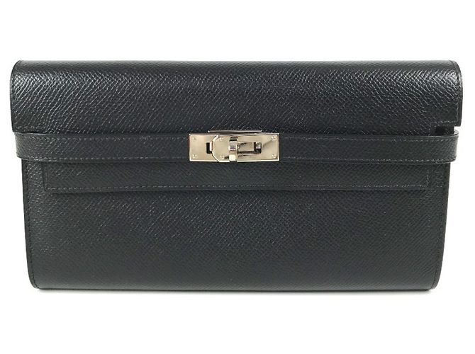 Hermès HERMES Kelly Long Wallet in Black Epsom Leather