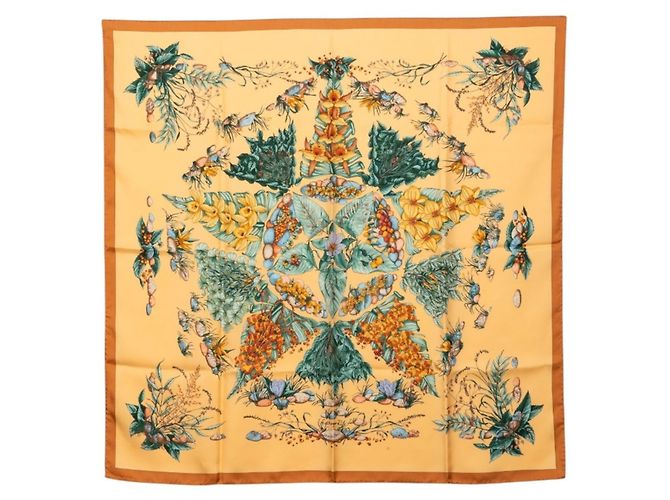 Hermès Hermes Carre 90 Pythagoras Schal Braun Mehrfarben