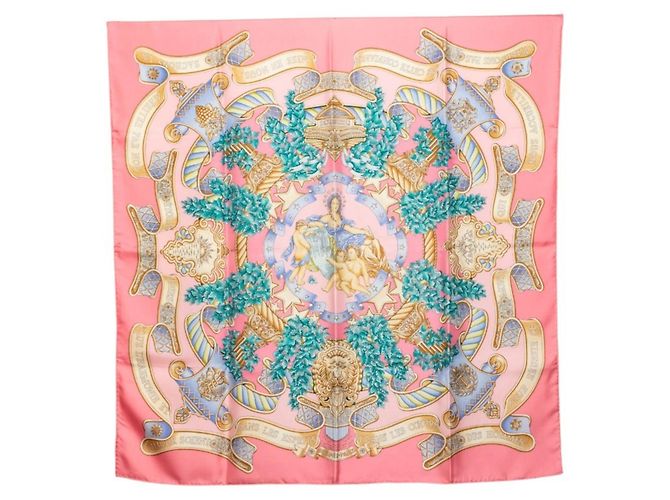 Hermès Lenço Hermes Carre 90 EUROPE Rosa Multicor