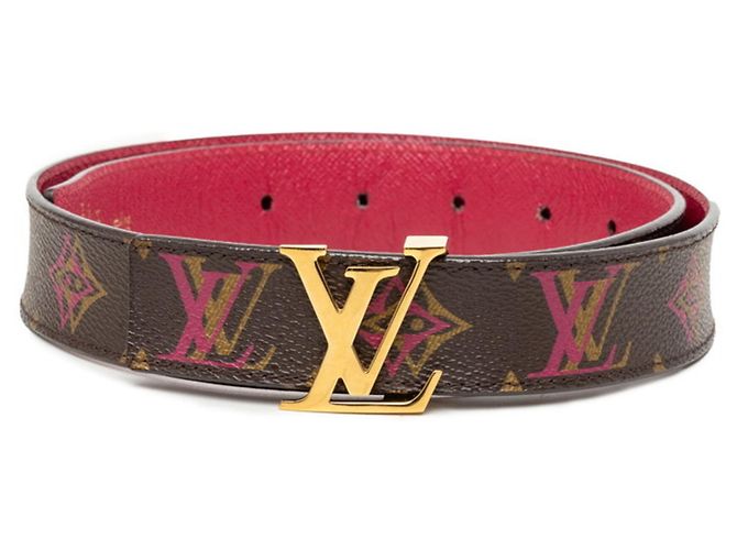 Louis Vuitton Monogram Ceinture LV Initial Belt Marrom Rosa