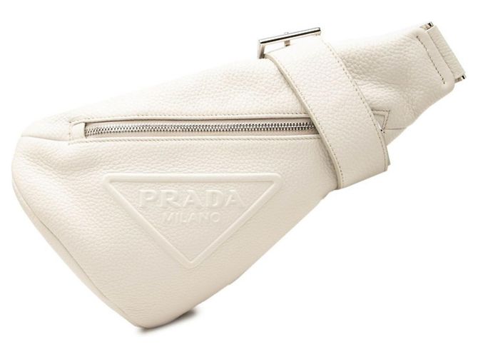 Bolsa Tiracolo Prada Triangle Logo Branco