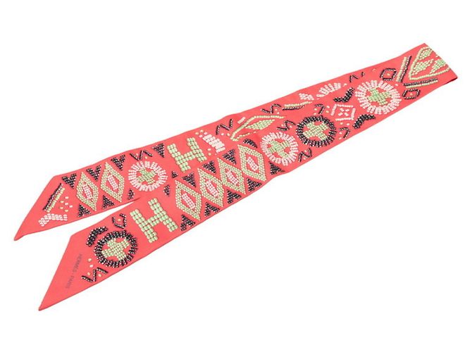 Hermès Hermes Twilly Kelly en Perles Scarf Rosa