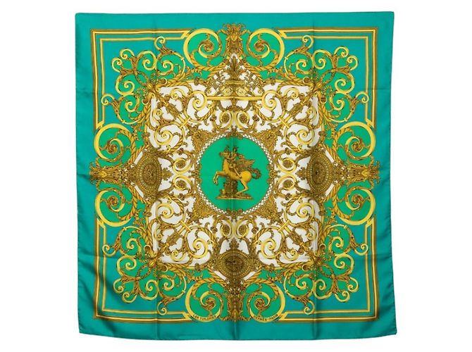 Hermès Hermes Carre 90 LES TUILERIES Lenço de seda verde