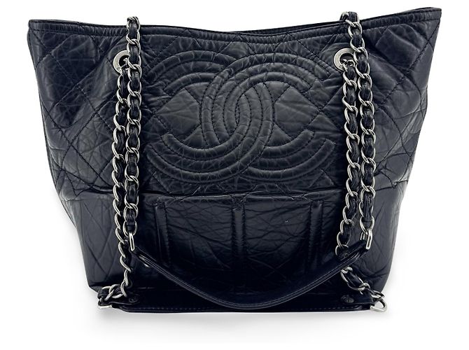 Chanel CC Crave Quilted Glazed Caviar Black