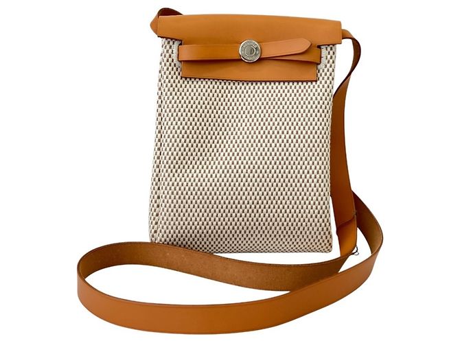 Borsa a tracolla Hermès Herbag TPM Beige Canvas