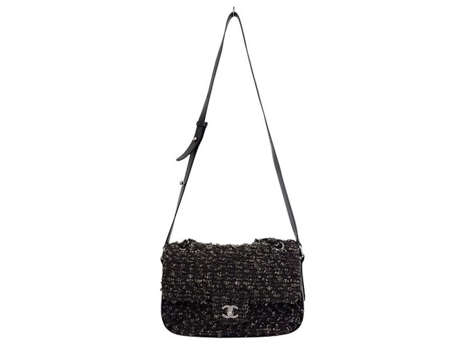 Bolsa de Ombro 2-way Chanel Coco Mark Tweed Caqui