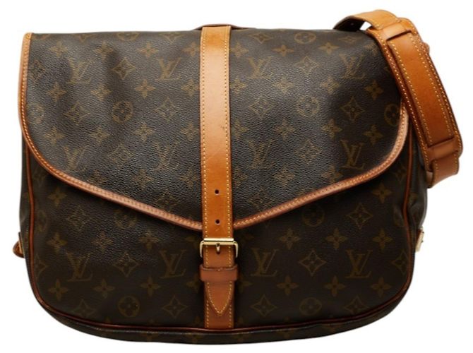 Borsa a tracolla Louis Vuitton Monogram Saumur 35 Marrone