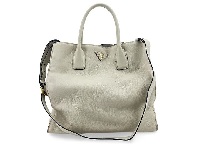 Sacola Tote Conversível Prada Vitello Daino Large Marrom