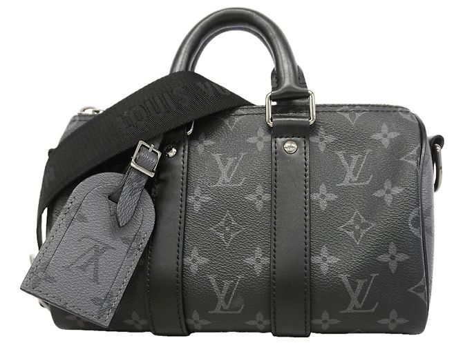 Louis Vuitton Monogram Eclipse Reverse Keepall Bandoulière 25 Handbag Brown Black