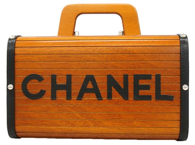 Sac à main Chanel marron effet bois