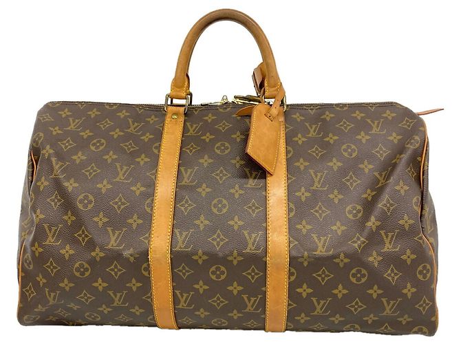 Borsa Louis Vuitton Brown Boston Monogram Keepall 50 Marrone