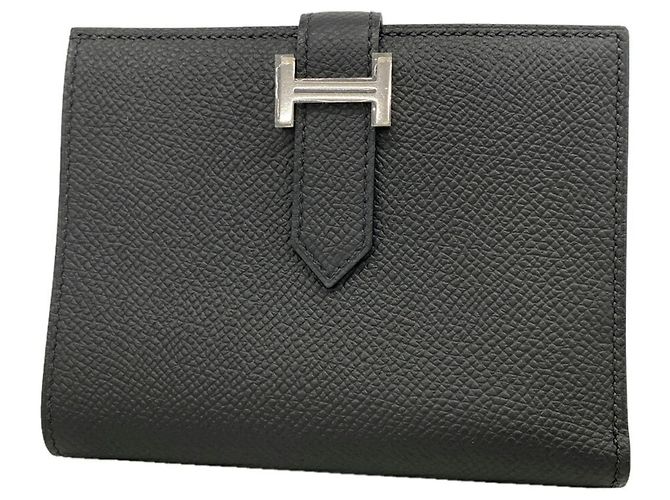 Hermès Portafoglio compatto Hermes Bearn in pelle Epsom nera Nero