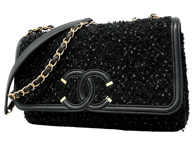 Timeless Borsa a tracolla Chanel in tweed nero