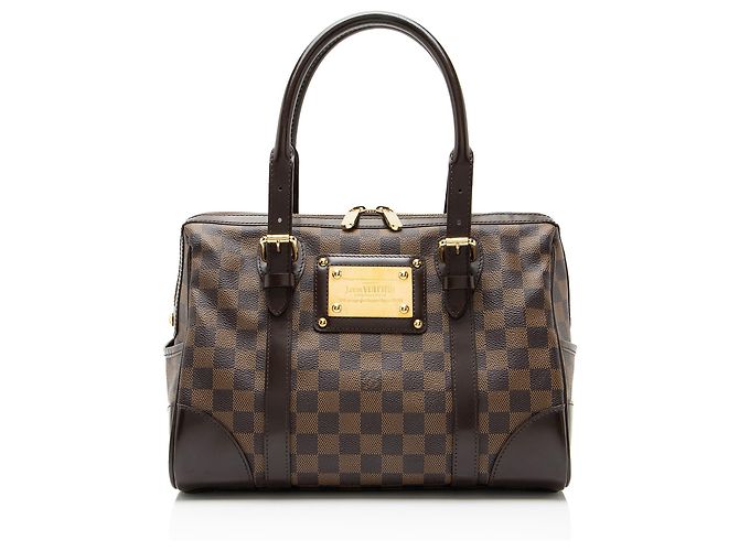 Bolsa Satchel Louis Vuitton Damier Ebene Berkeley Marrom