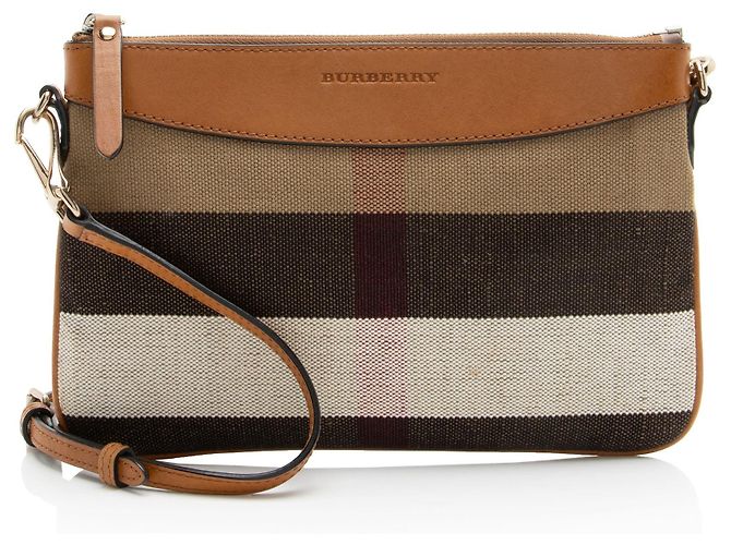 Clutch Burberry House Check Peyton Marrone Beige