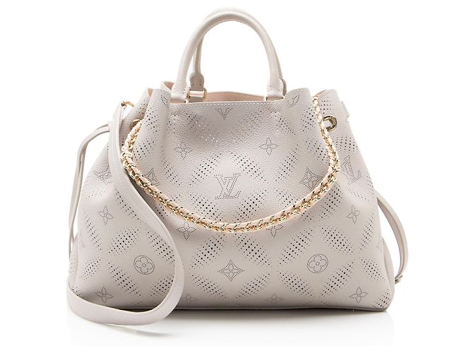 Louis Vuitton Mahina Bloom Leather Bella Tote Marrom Bege