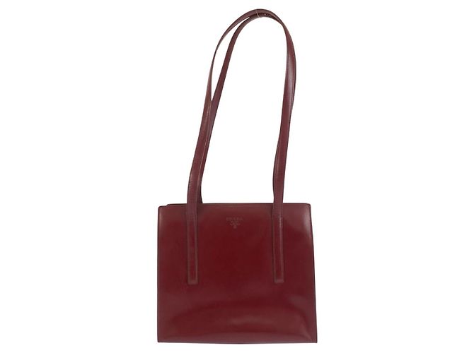 Tote Sac cabas Prada en cuir verni Rouge