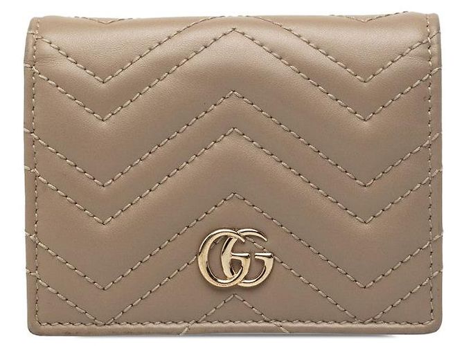 Cartera compacta bifold Gucci GG Marmont 466492 Castaño Beige