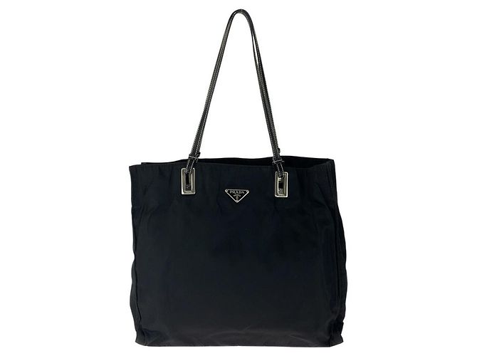 Sac Tote Prada Tessuto avec logo triangle Noir