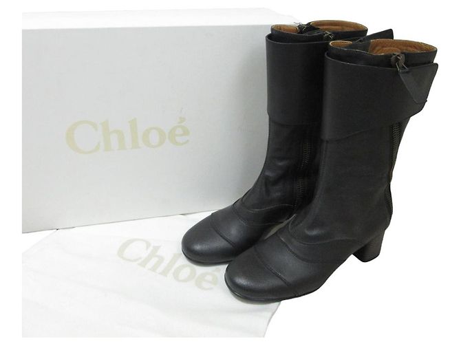 Chloé Chloe Leather Ankle Boots Black