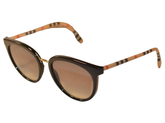 Gafas de sol Burberry B4316 con patillas check Castaño Negro