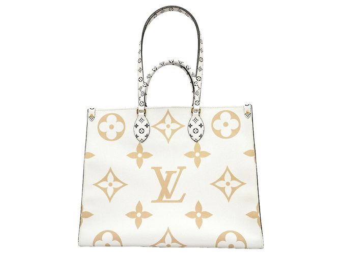 Louis Vuitton Monogram Giant OnTheGo GM Tote Bag Weiß Khaki