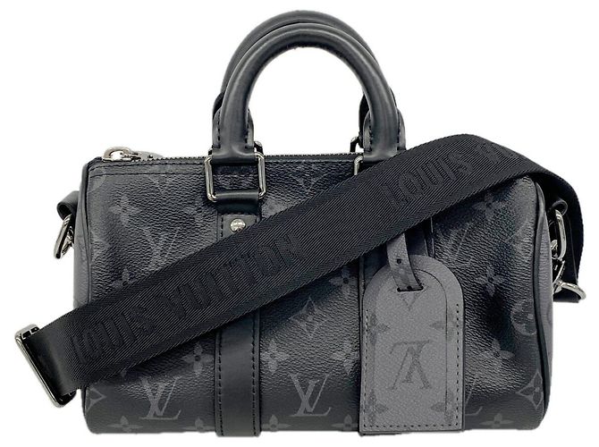 Louis Vuitton Monogram Eclipse Keepall Bandoulière 25 Handbag Black